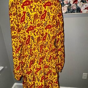 J for Justify Yellow and Red Paisley Long Sleeve Dress